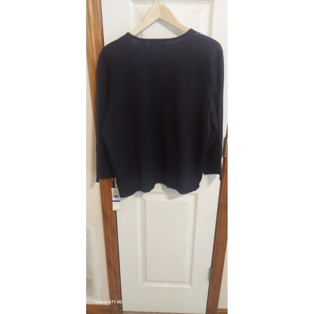 Alfred Dunner‎ Sweater Womens size XL Black Wool Blend Floral Embroidered